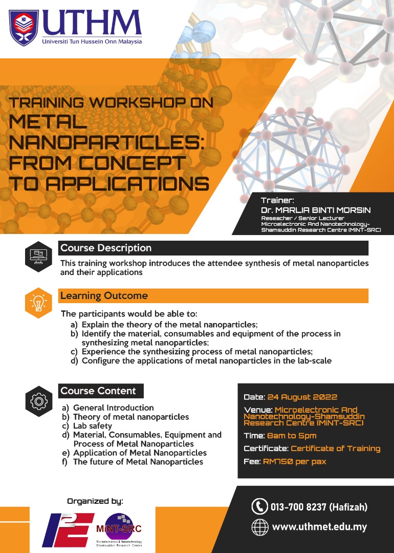 Training Workshop On Metal Nanoparticles : From Concept To Applications (24 August 2022)