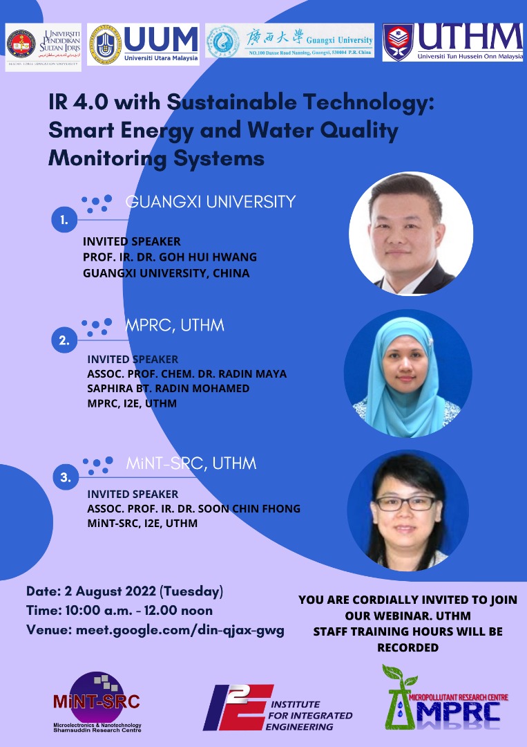 Webinar IR 4.0 With Sustainable : Smart Energy & Water Quality Monitoring Systems (2 August 2022)